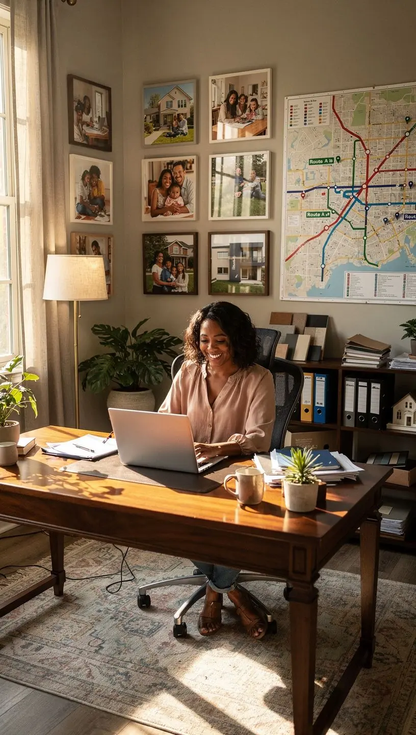 Kobieta przeglądająca oferty mieszkań na tablet